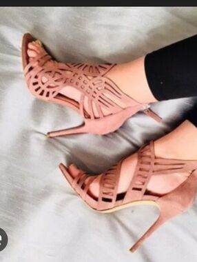 ZARA Taupe Suede Leather High Heel Sandals - Size 40/9